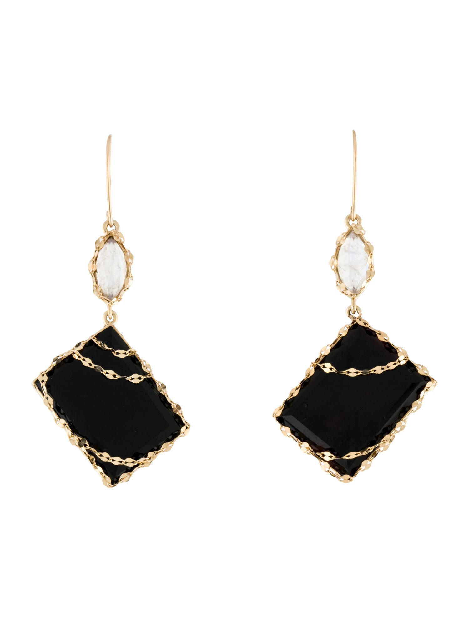 Lana Jewelry 14K Onyx & Moonstone Spellbound Drop Earrings