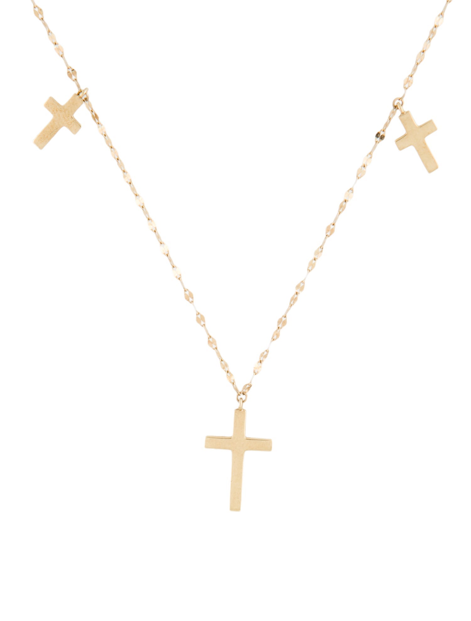 Lana Jewelry 14K Triple Cross Pendant Necklace