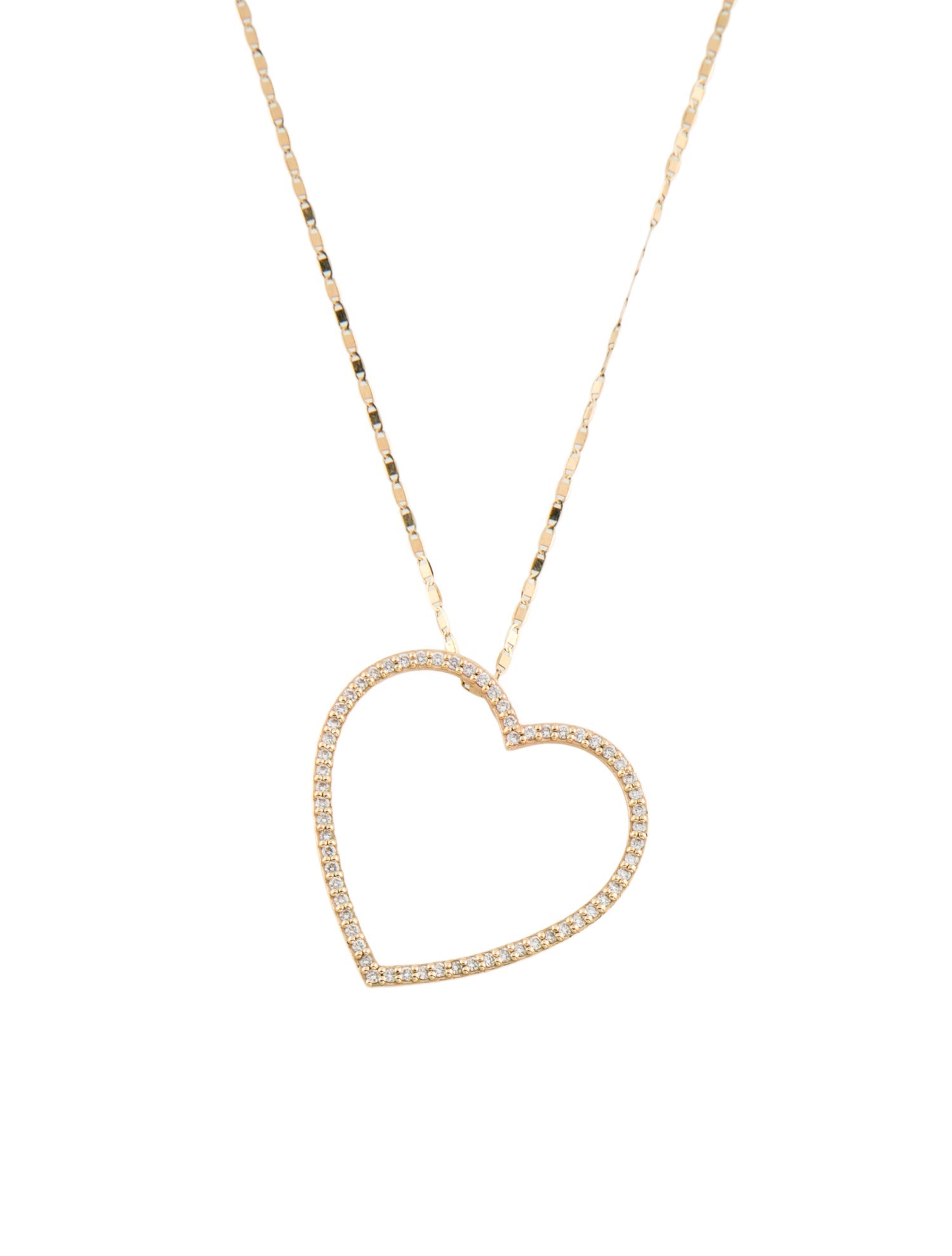 Lana Jewelry 14K Diamond Open Heart Pendant Necklace