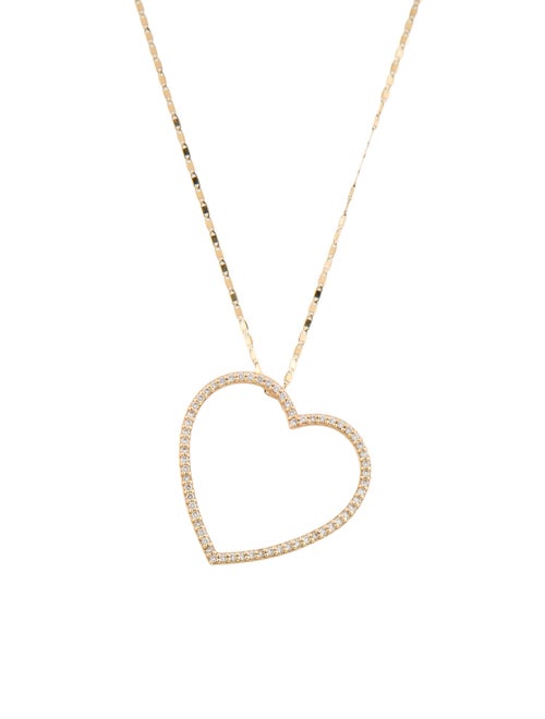 Lana Jewelry 14K Diamond Open Heart Pendant Necklace
