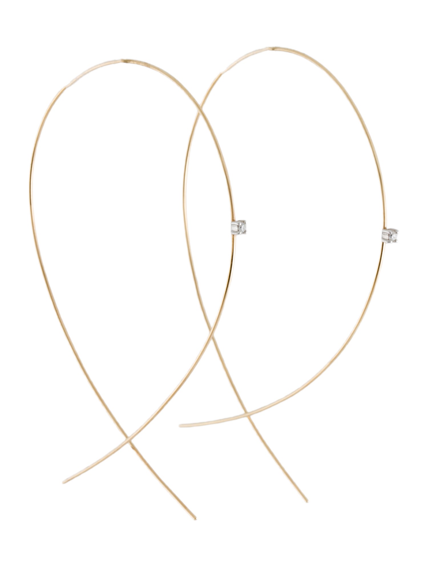 Lana Jewelry 14K Diamond Large Upside Down Hoop Earrings