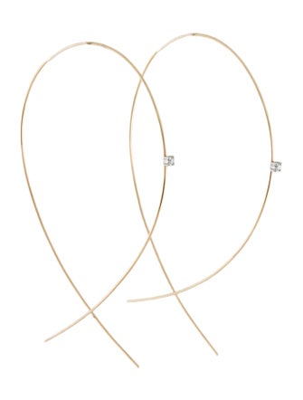 Lana Jewelry 14K Diamond Large Upside Down Hoop Earrings