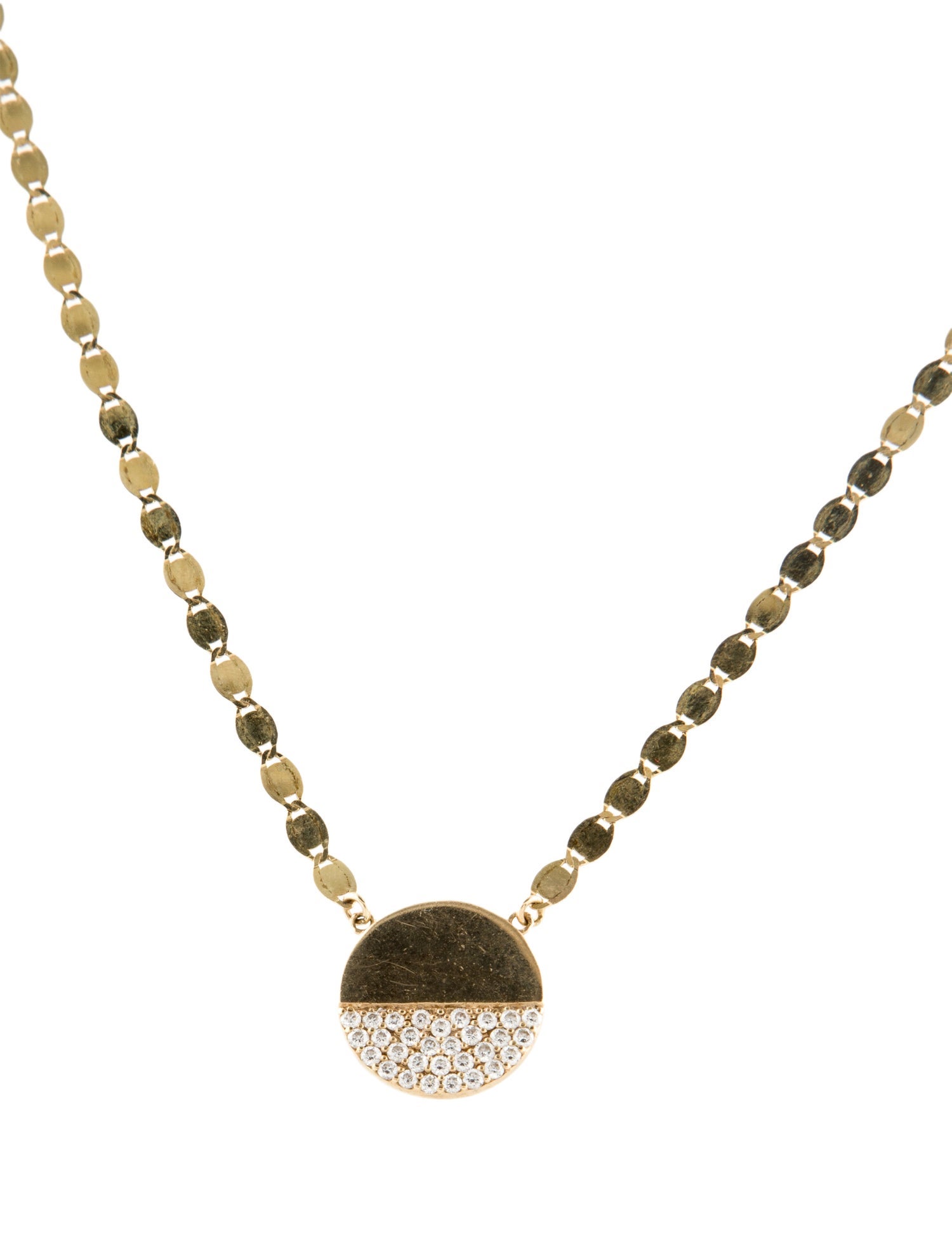 Lana Jewelry 14K Diamond Elite Electric Flawless Disc Pendant Necklace