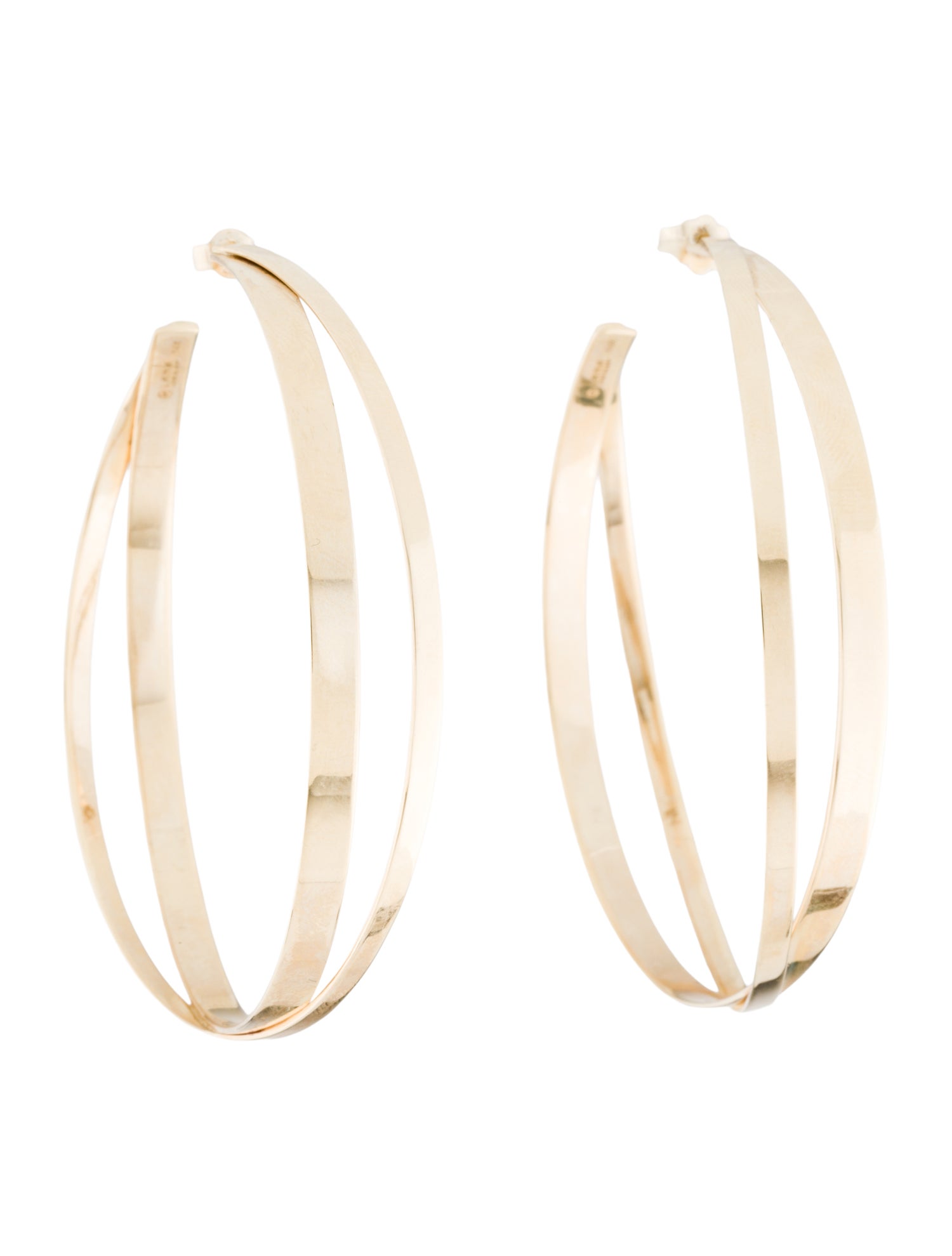 Lana Jewelry 14K Large Crossover Hoop Earrings