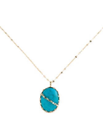 Lana Jewelry 14K Turquoise Chain Detail Pendant Necklace
