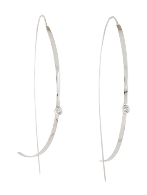 Lana Jewelry 14K Diamond Narrow Flat Upside Down Hoop Earrings