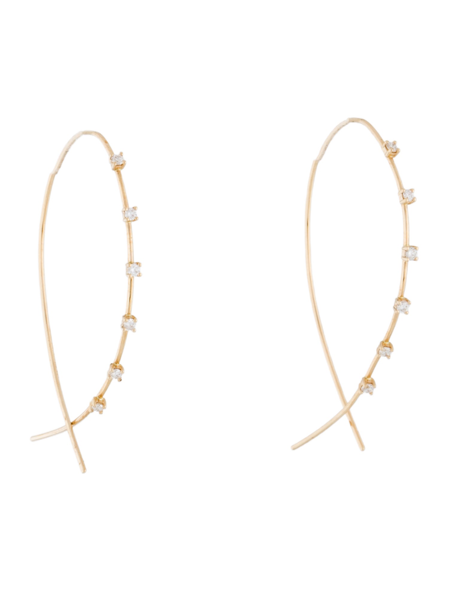 Lana Jewelry 14K Diamond Multi Solo Upside down Hoop Earrings