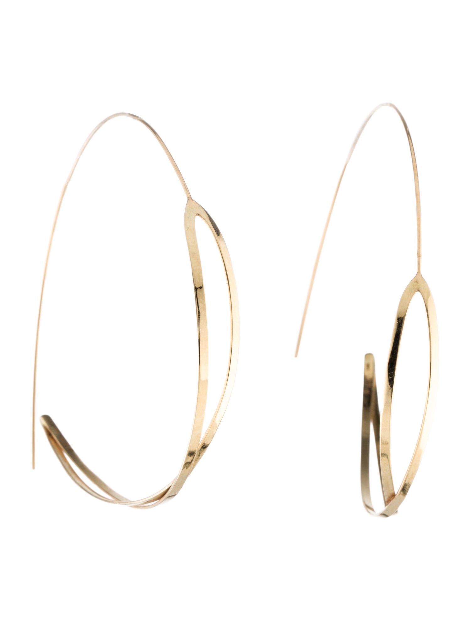 Lana Jewelry 14K Large Upside Crossover Hoop Earrings
