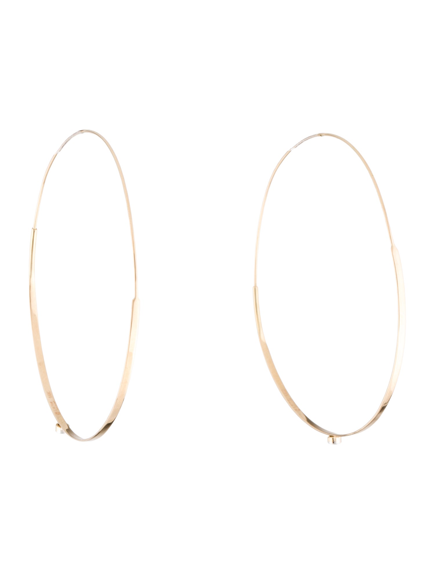 Lana Jewelry 14K Diamond Large Flat Magic Hoop Earrings