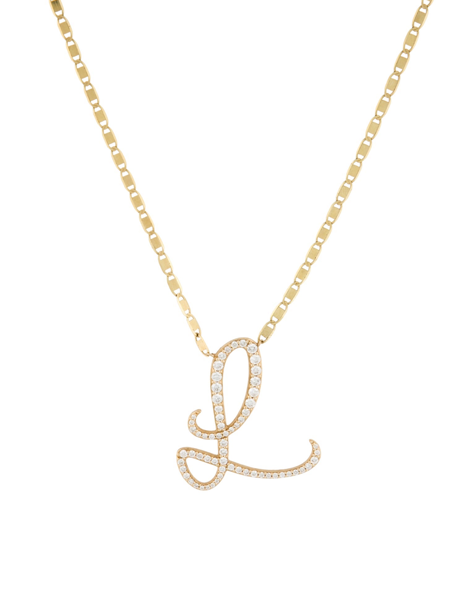 Lana Jewelry 14K Diamond Malibu 'L' Initial Necklace
