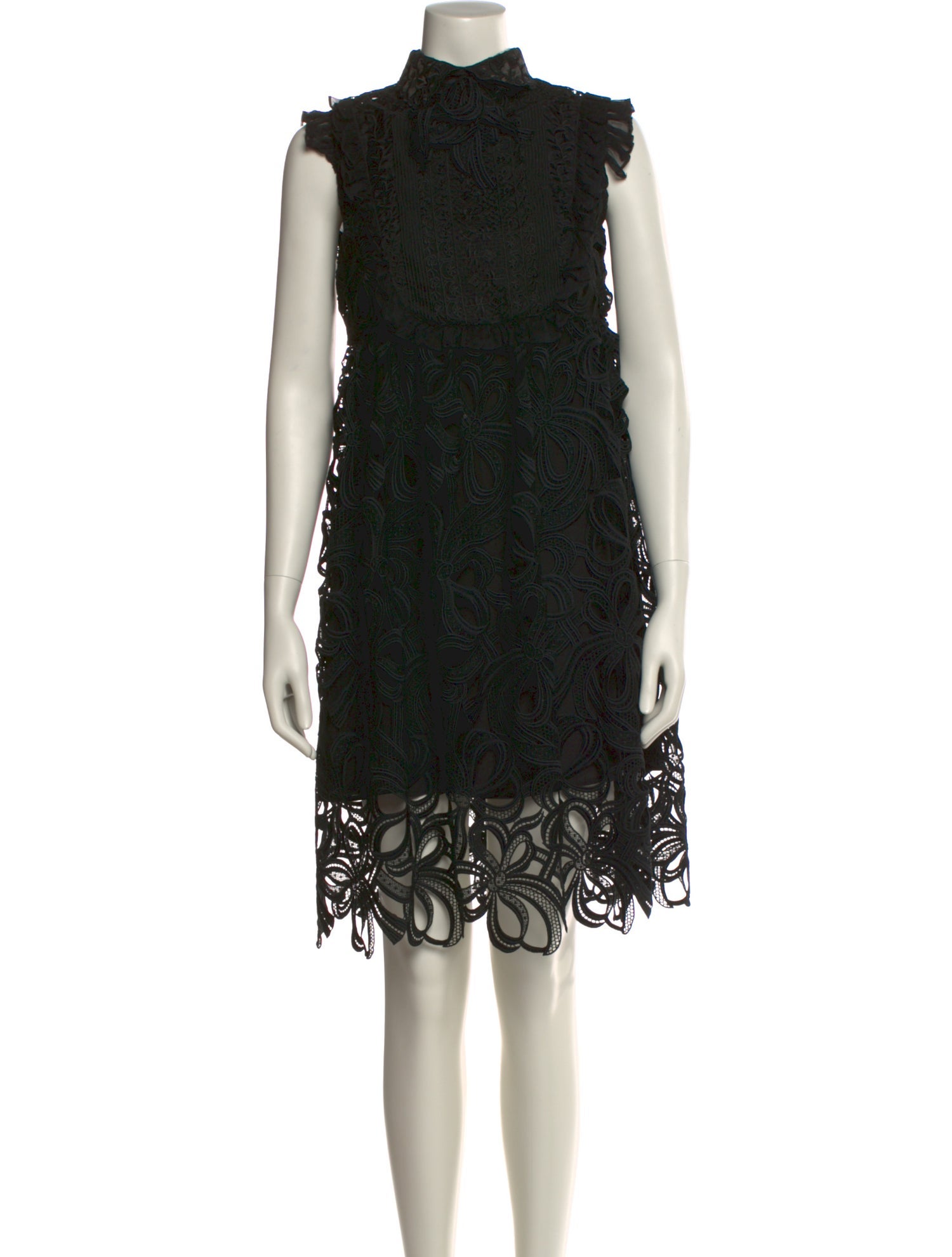 Love Leather Lace Pattern Knee-Length Dress