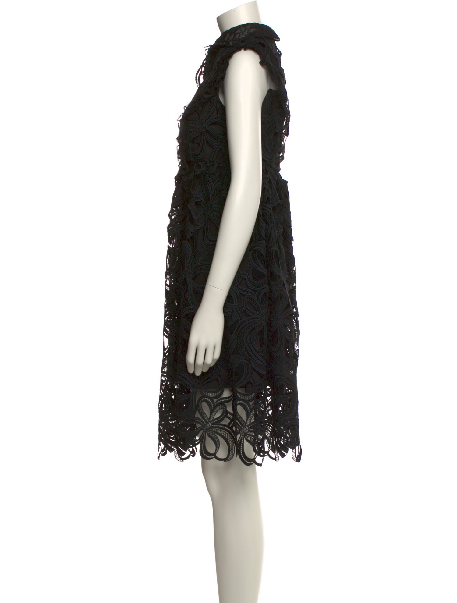 Love Leather Lace Pattern Knee-Length Dress