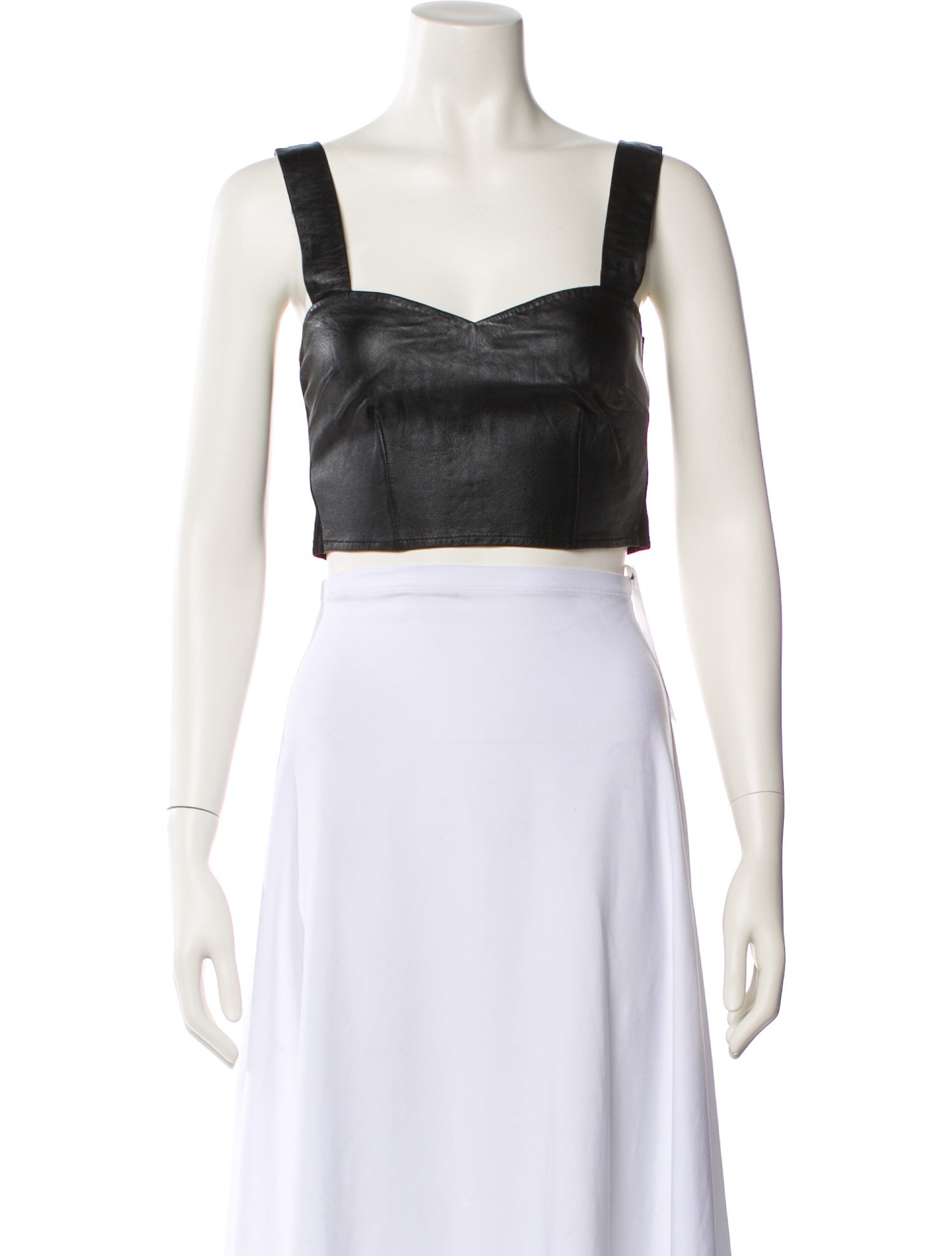Love Leather Lamb Leather Square Neckline Crop Top