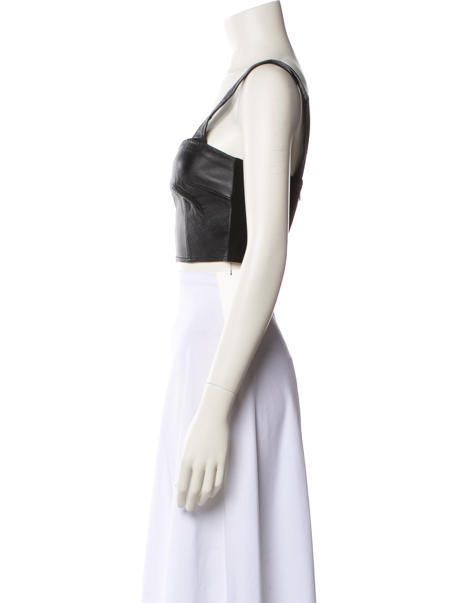 Love Leather Lamb Leather Square Neckline Crop Top