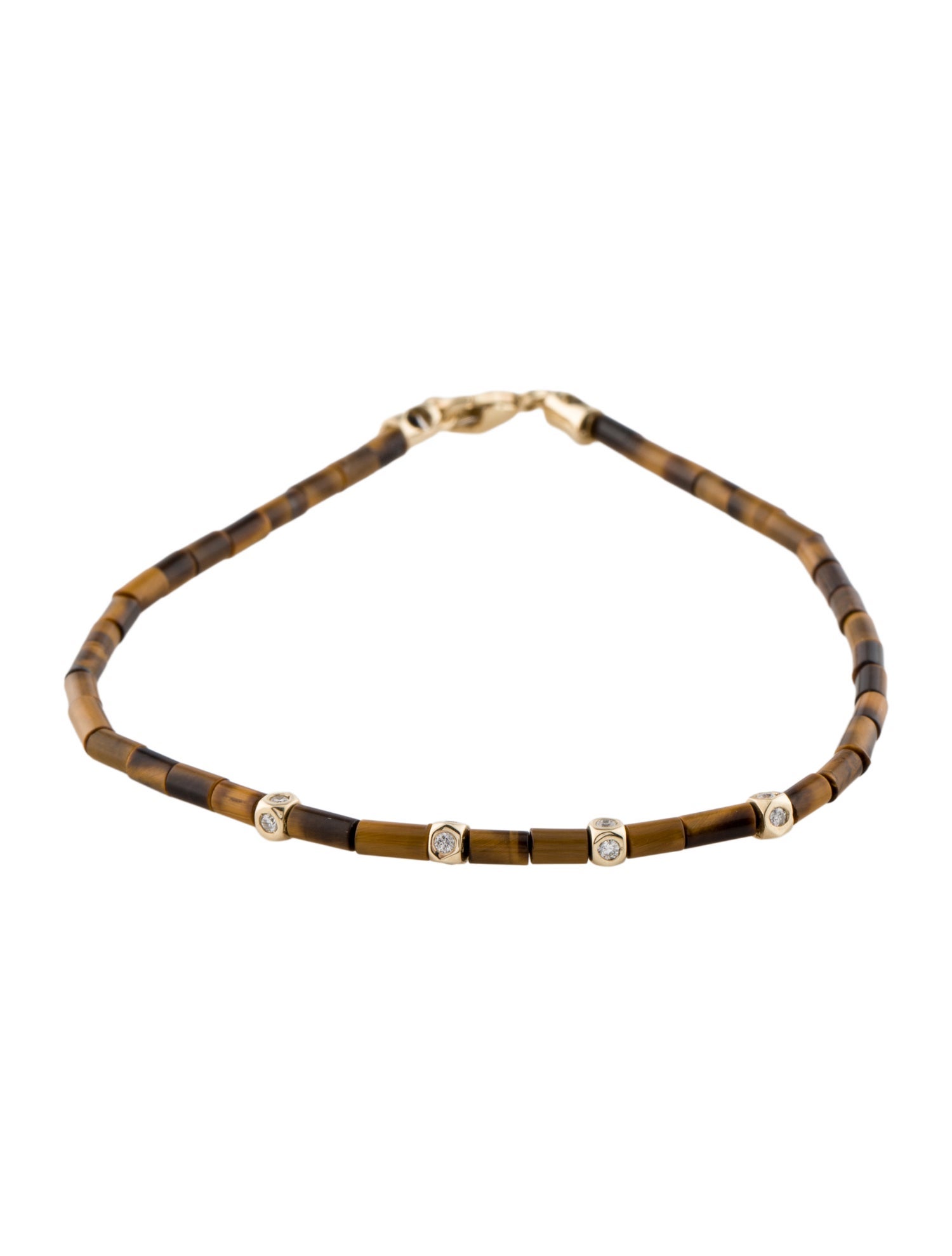 Luis Morais 14K Tiger's Eye Quartz & Diamond Mini Tetras Bead Bracelet