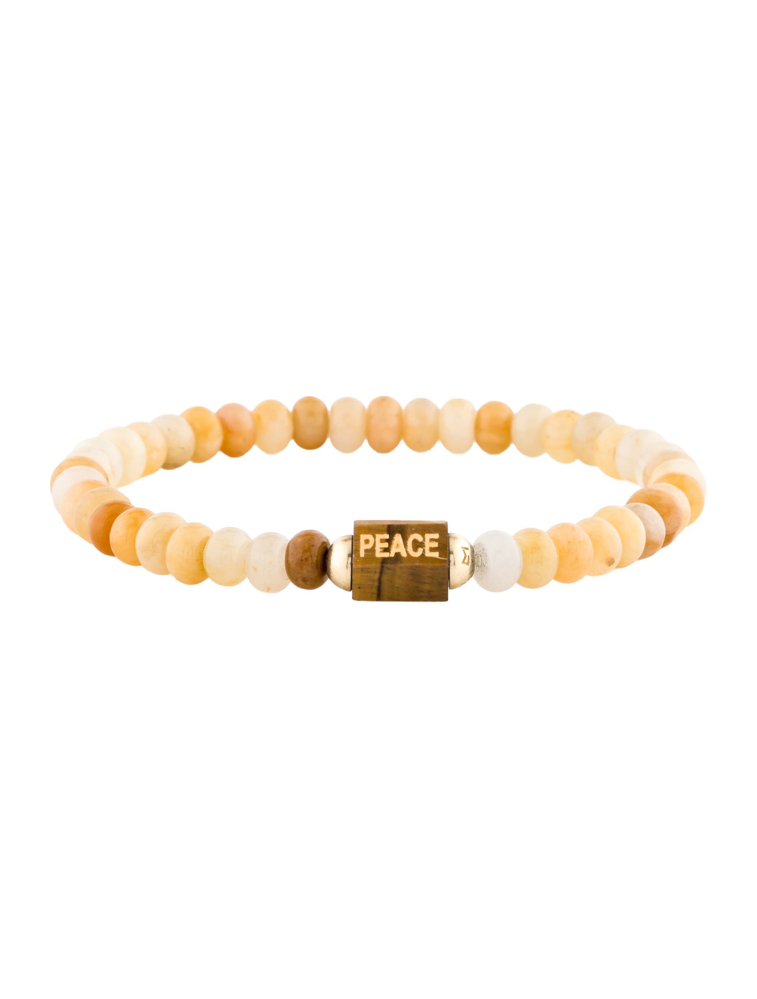 Luis Morais Tigers Eye, Quartzite & Dyed Quartzite Medium Hexagon 'Peace' Bead Bracelet