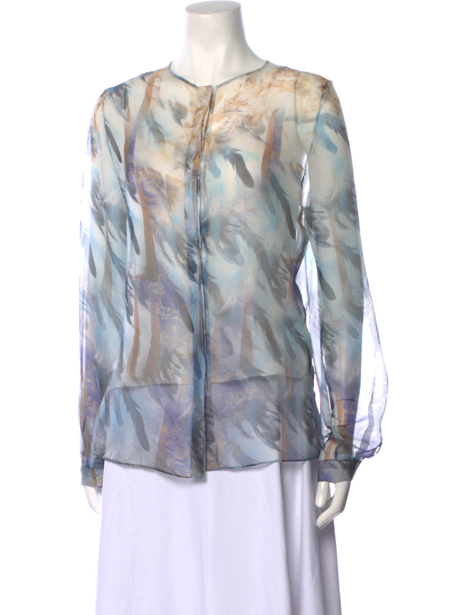 Christian Cota Silk Tie-Dye Print Blouse