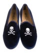 Del Toro Velvet Skull & Crossbones Smoking Slippers