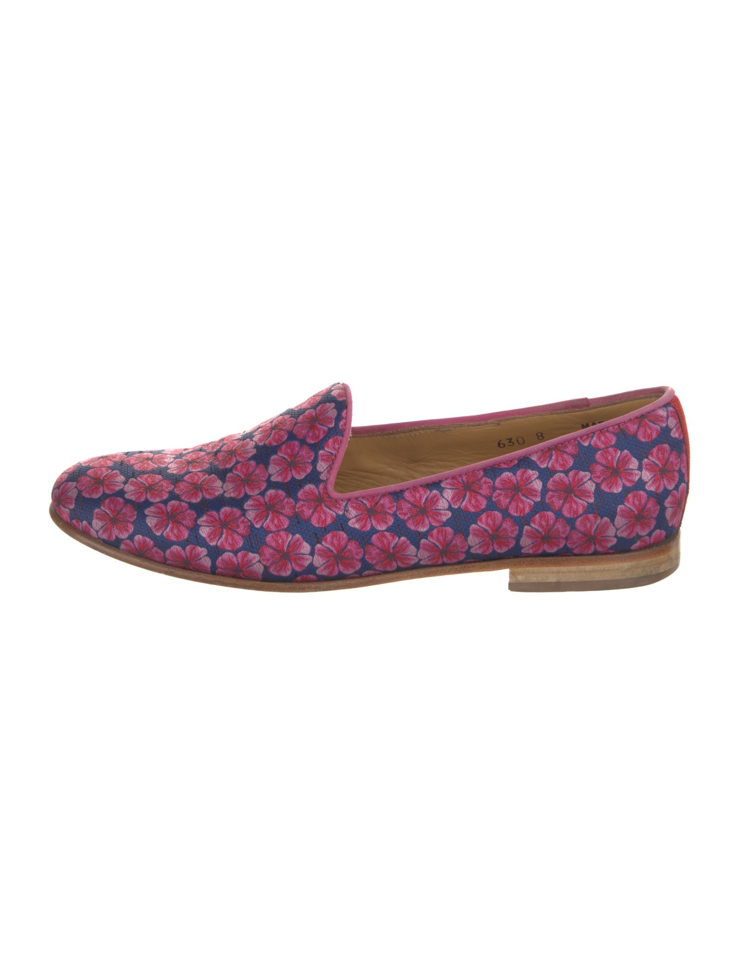 Del Toro Floral Print Leather Trim Embellishment Loafers