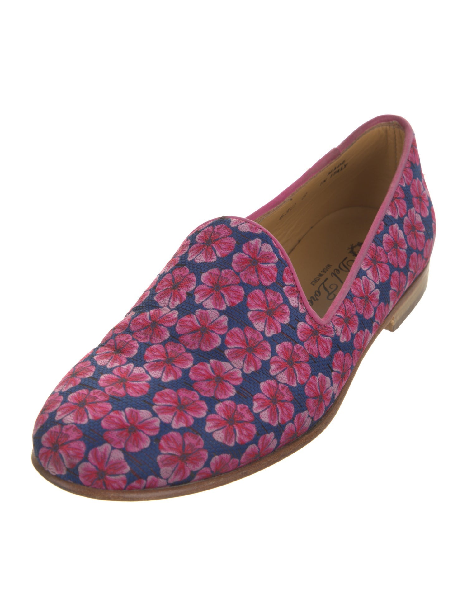 Del Toro Floral Print Leather Trim Embellishment Loafers