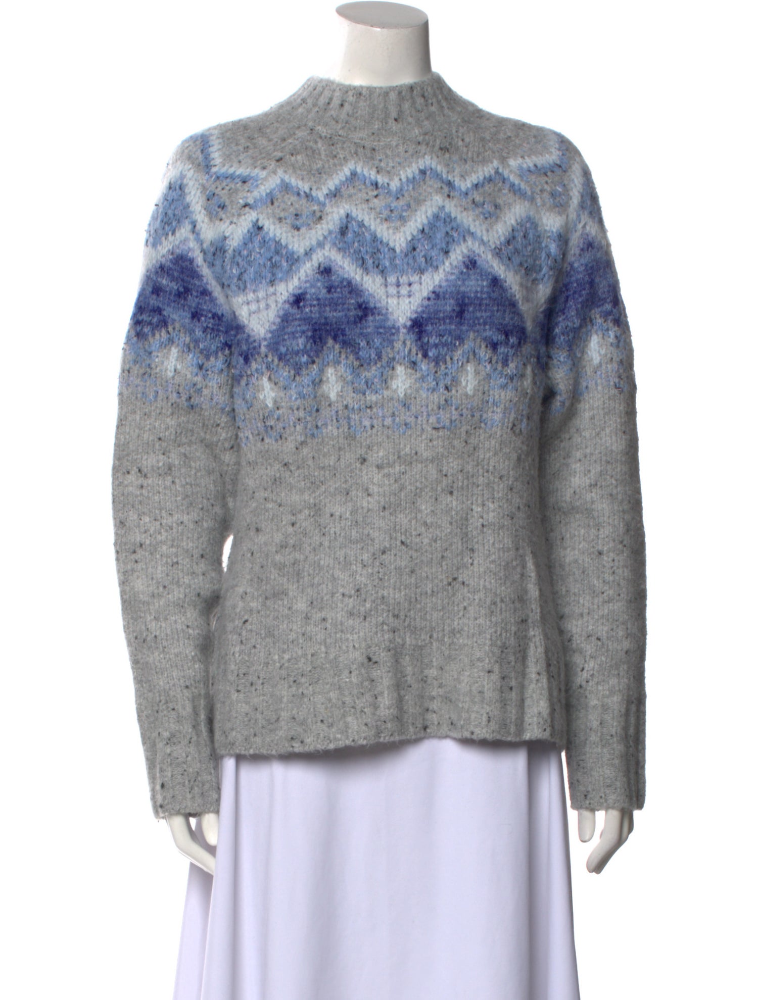 Line Printed Mock Neck Sweater