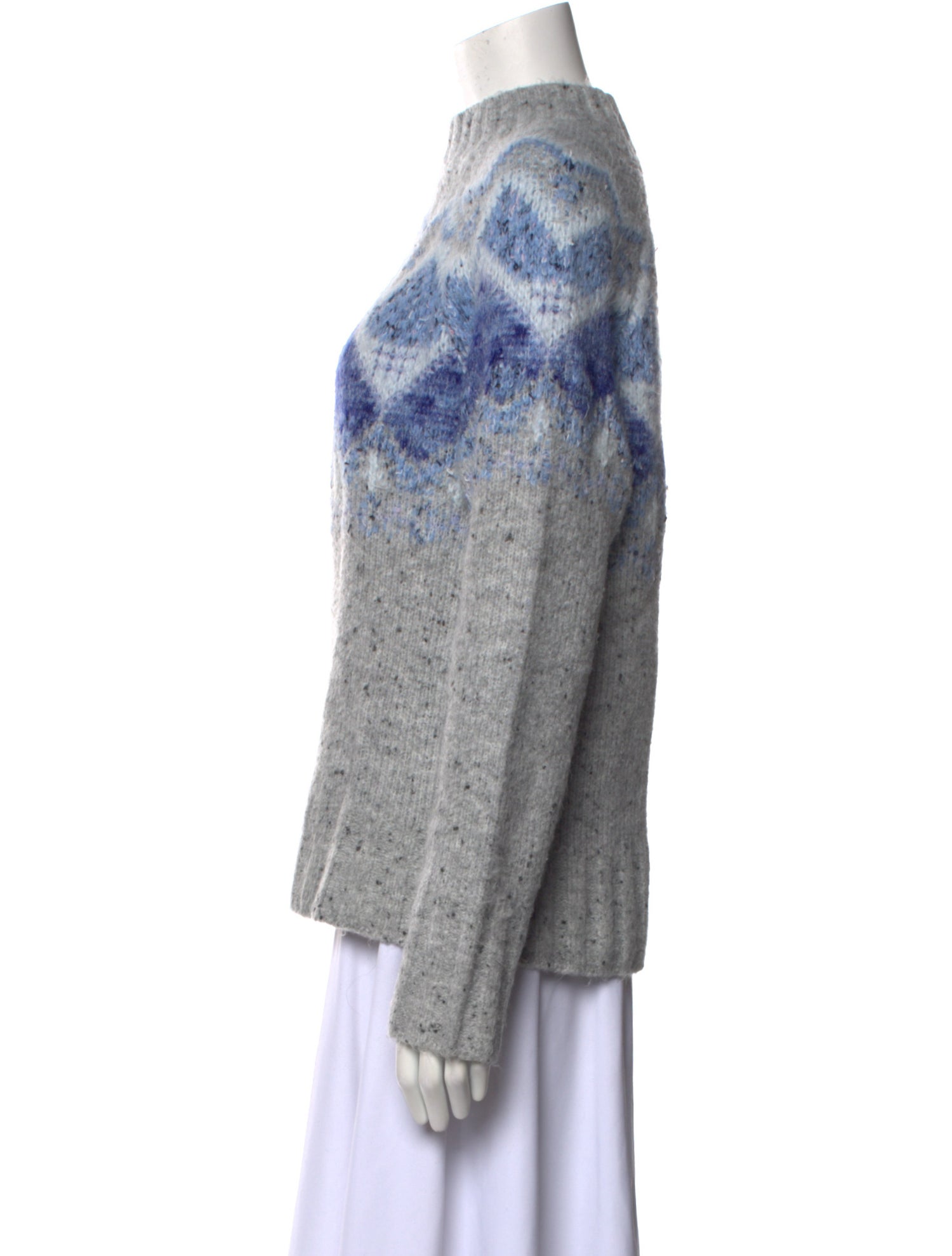 Line Printed Mock Neck Sweater