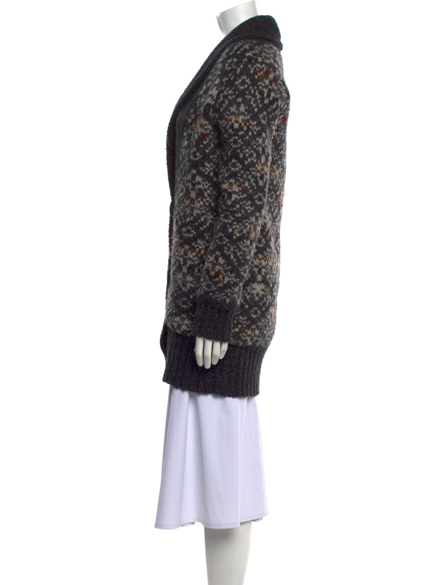 Line Printed V-Neck Sweater