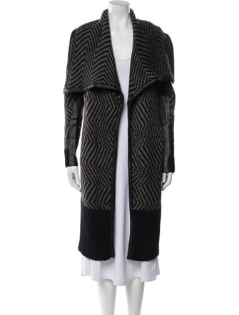 Line Plaid Print Coat