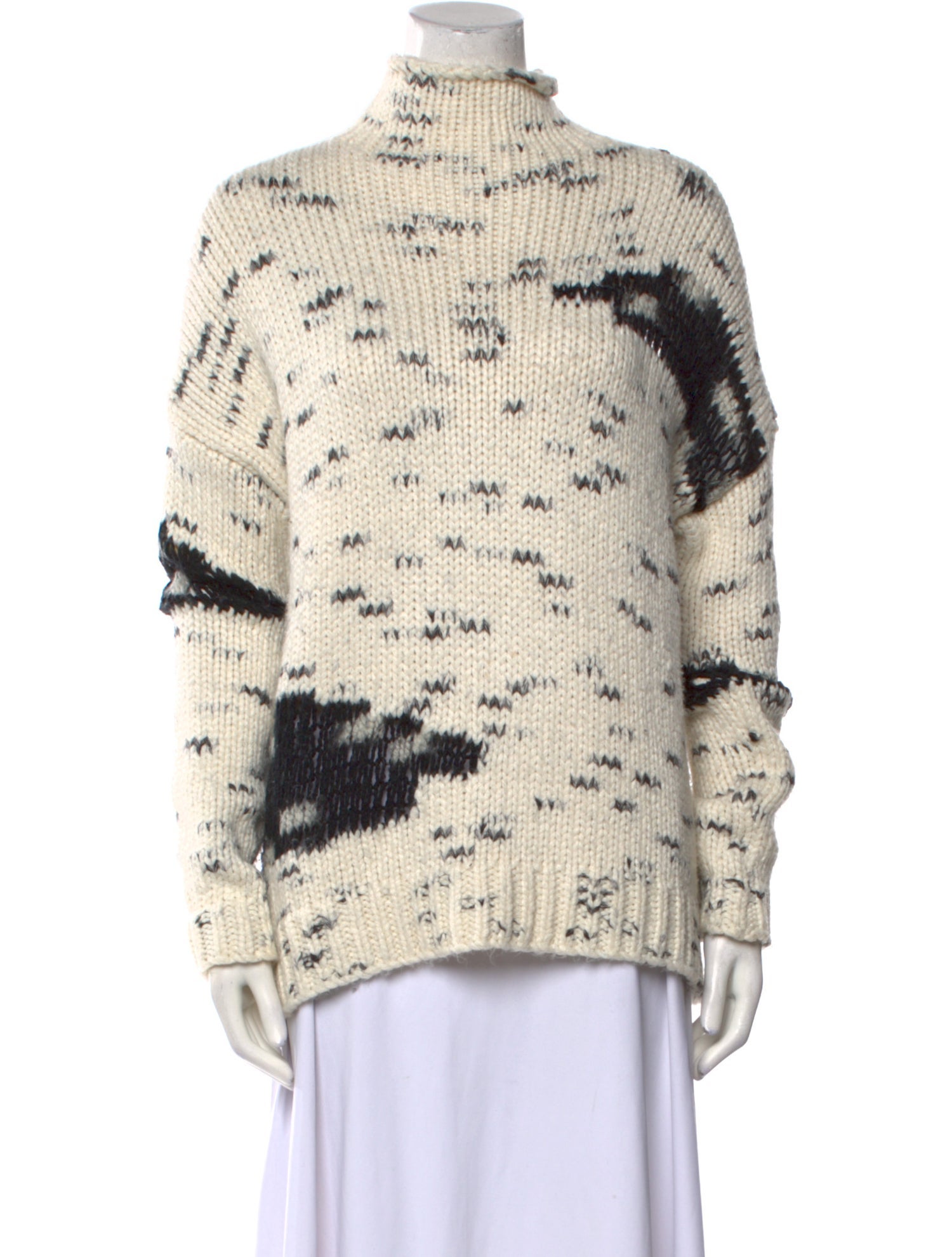 Line Printed Turtleneck Sweater