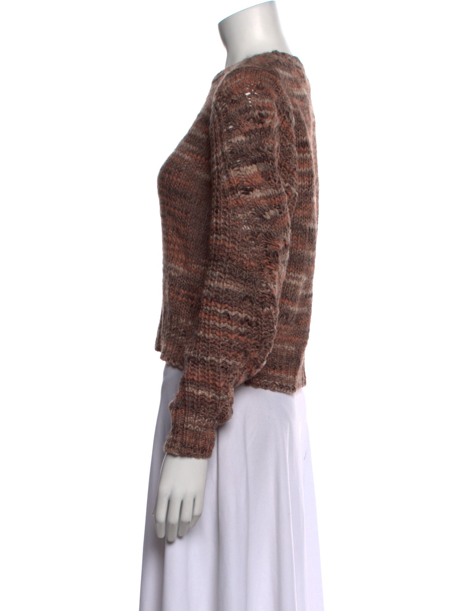 Line Striped Bateau Neckline Sweater