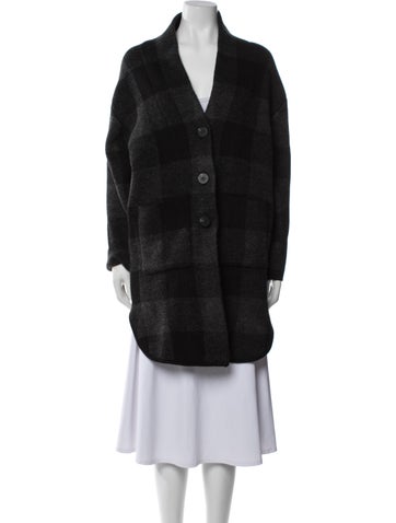 Line Coats Wool Plaid Print Coat XS