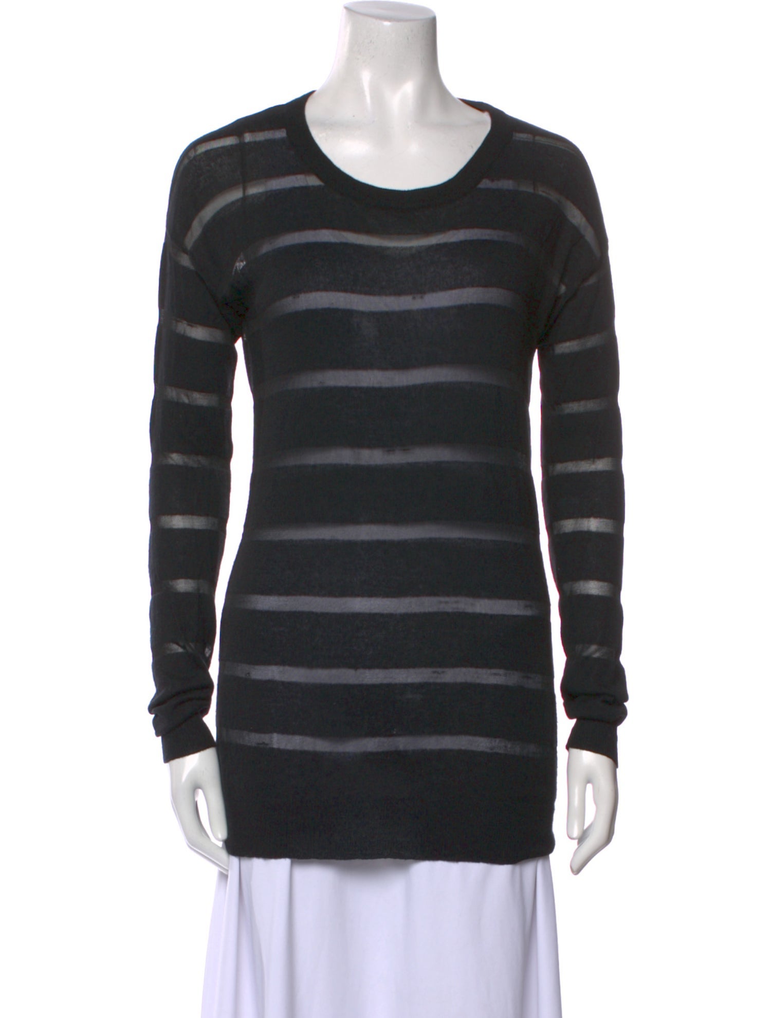 Line Striped Scoop Neck Sweater