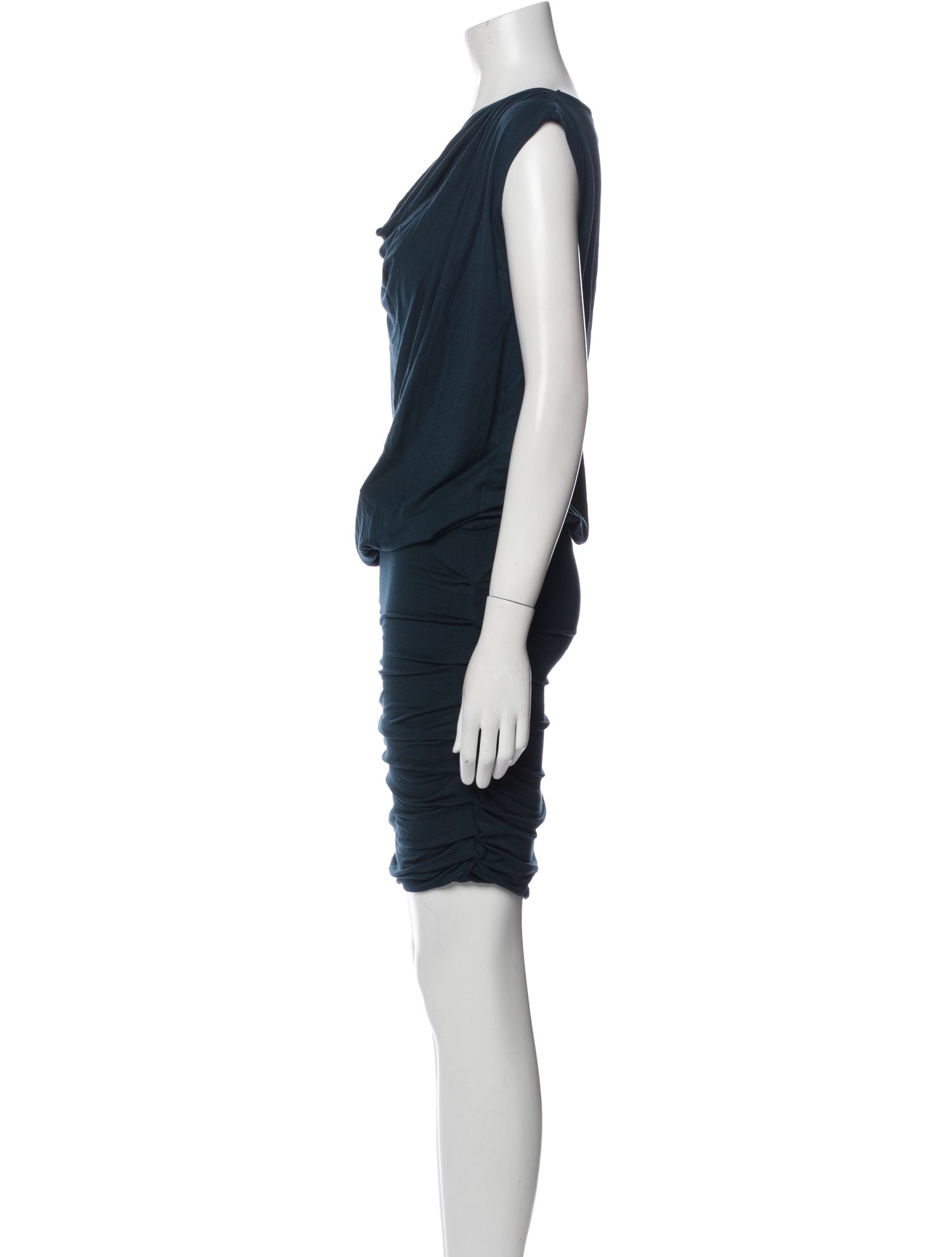 Line Cowl Neck Knee-Length Dress