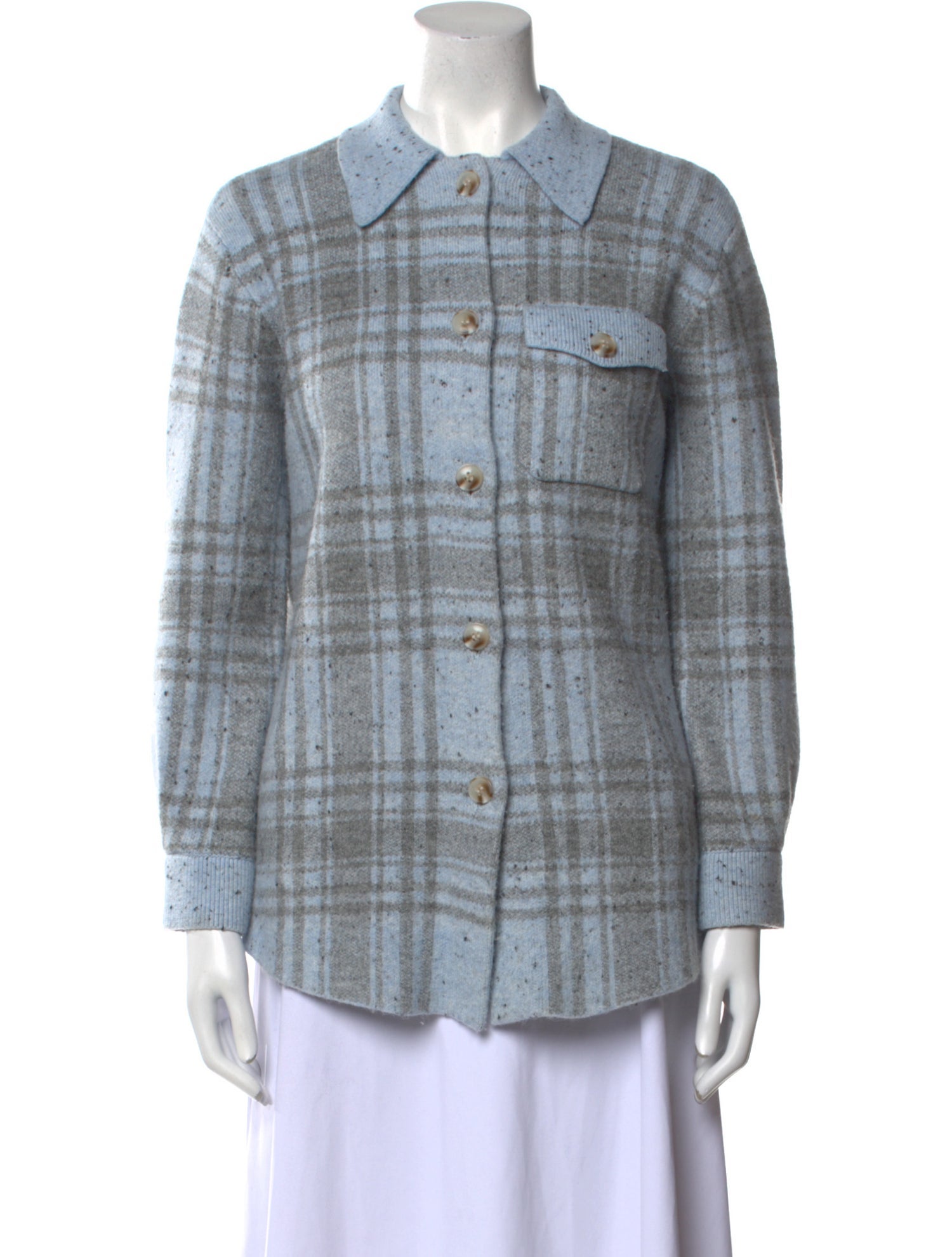 Line Plaid Print Crew Neck Sweater