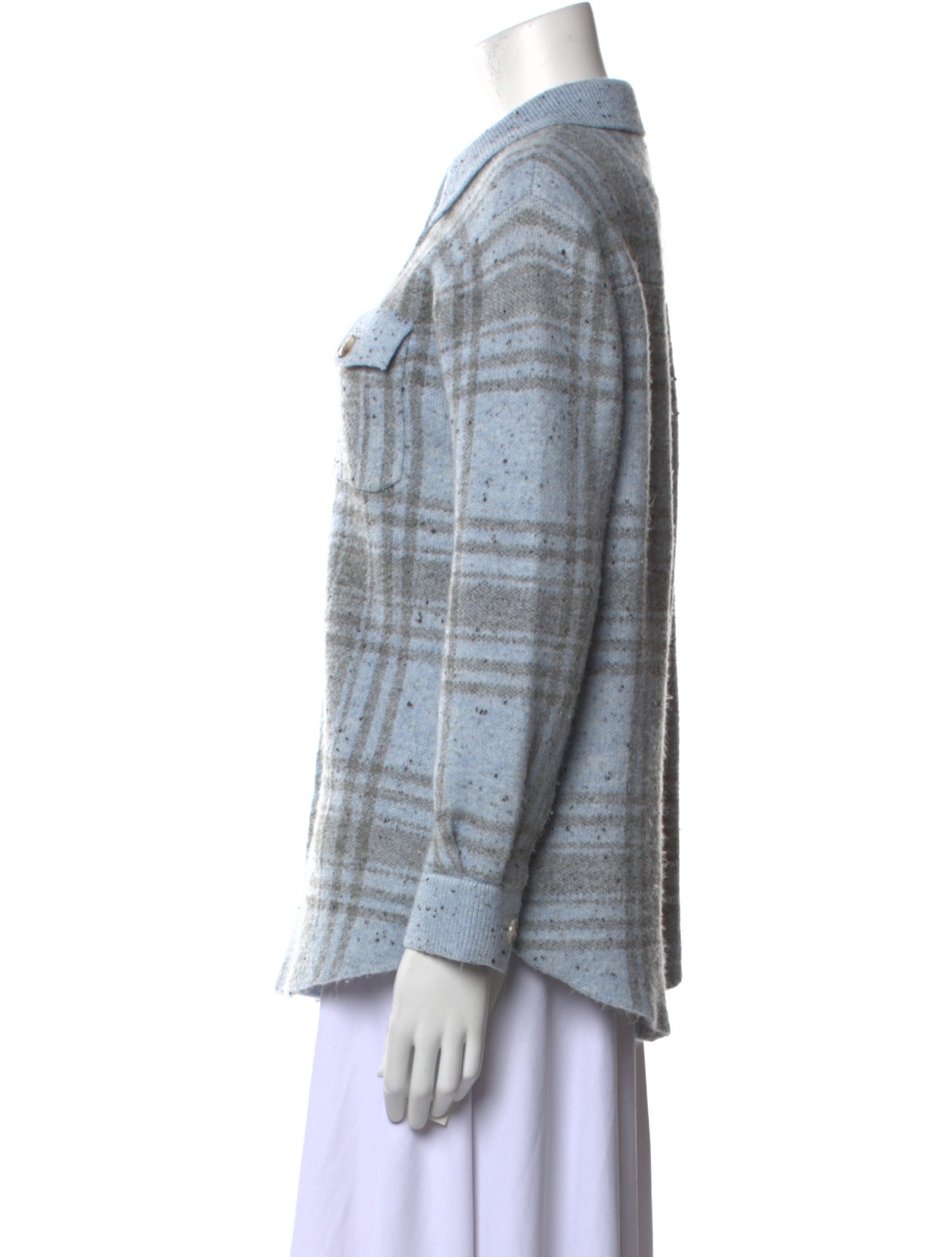 Line Plaid Print Crew Neck Sweater