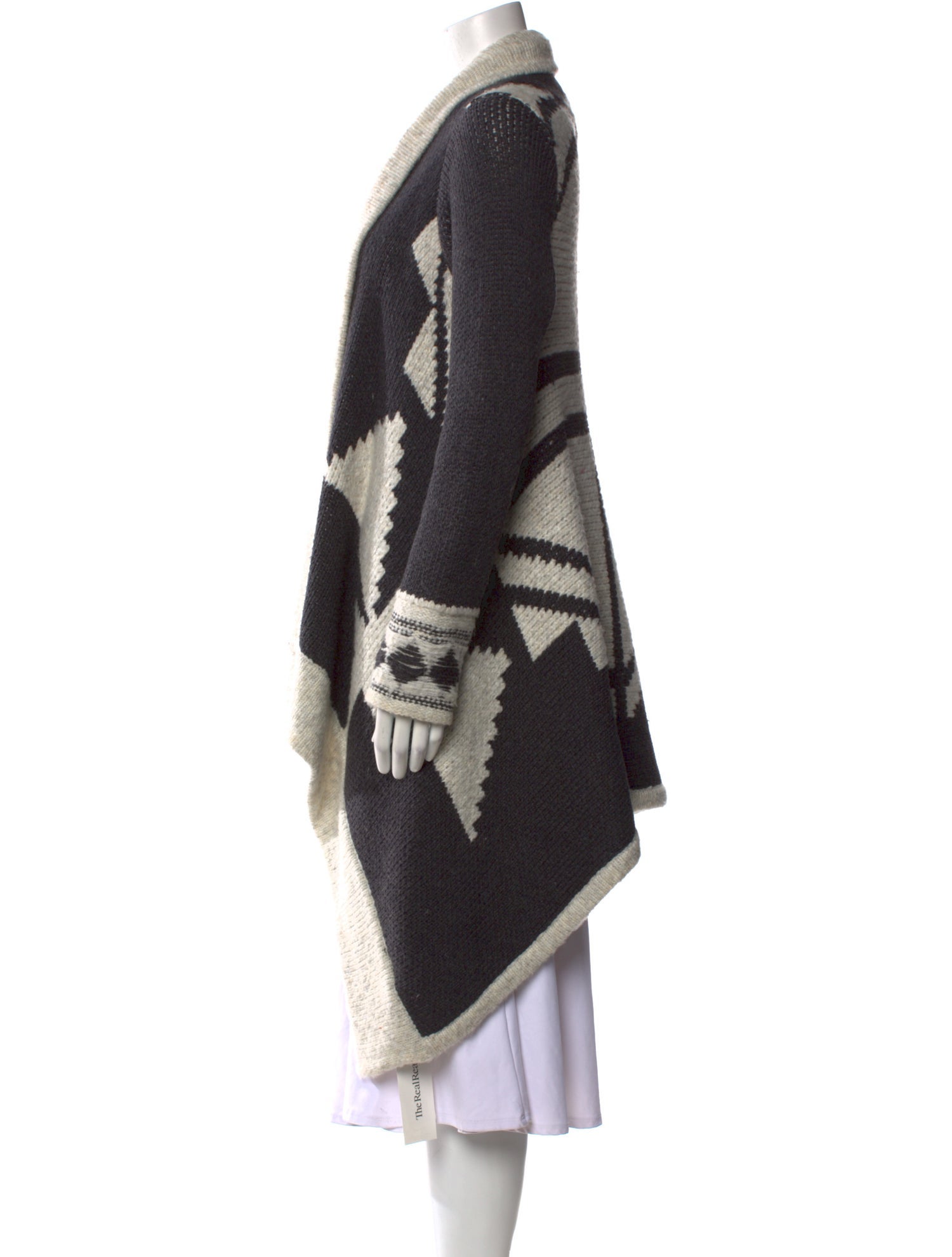 Line Graphic Print Open Front Sweater w/ Tags