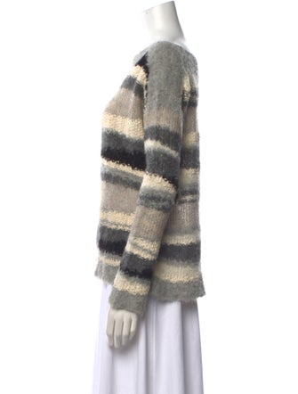 Line Striped Bateau Neckline Sweater