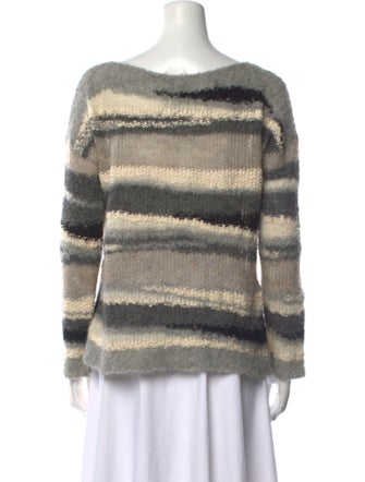 Line Striped Bateau Neckline Sweater