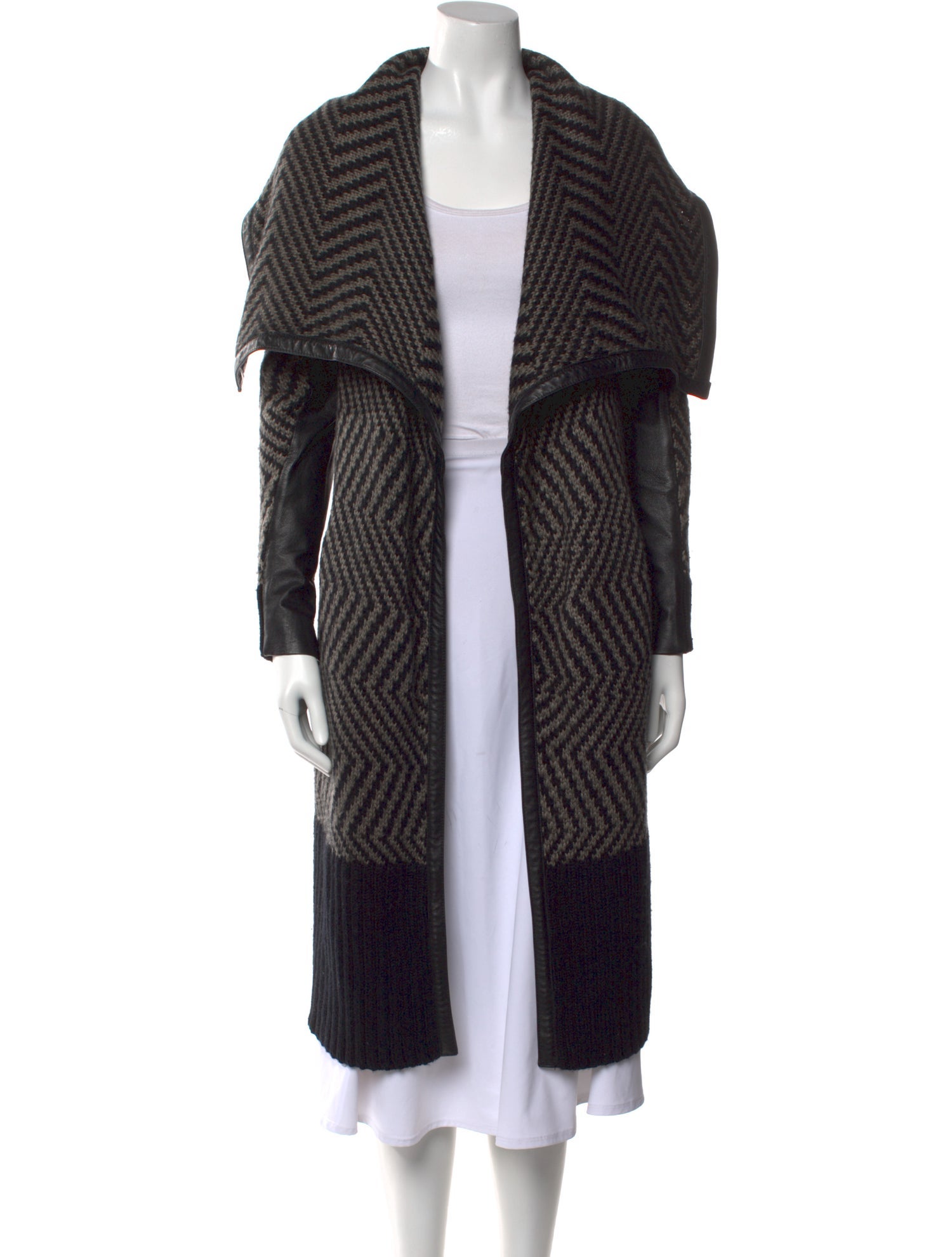 Line Striped Open Front Sweater