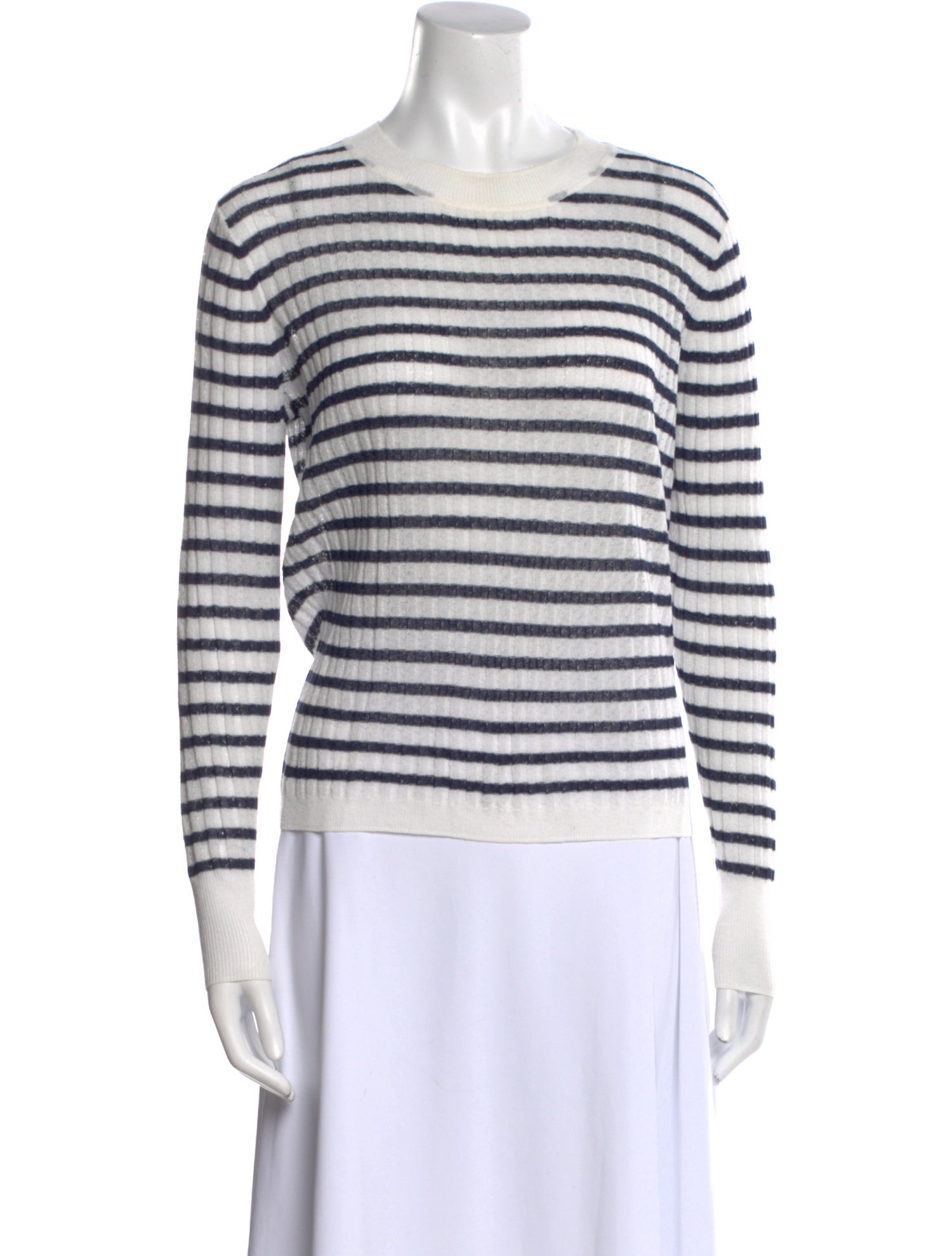 Line Striped Scoop Neck Sweater