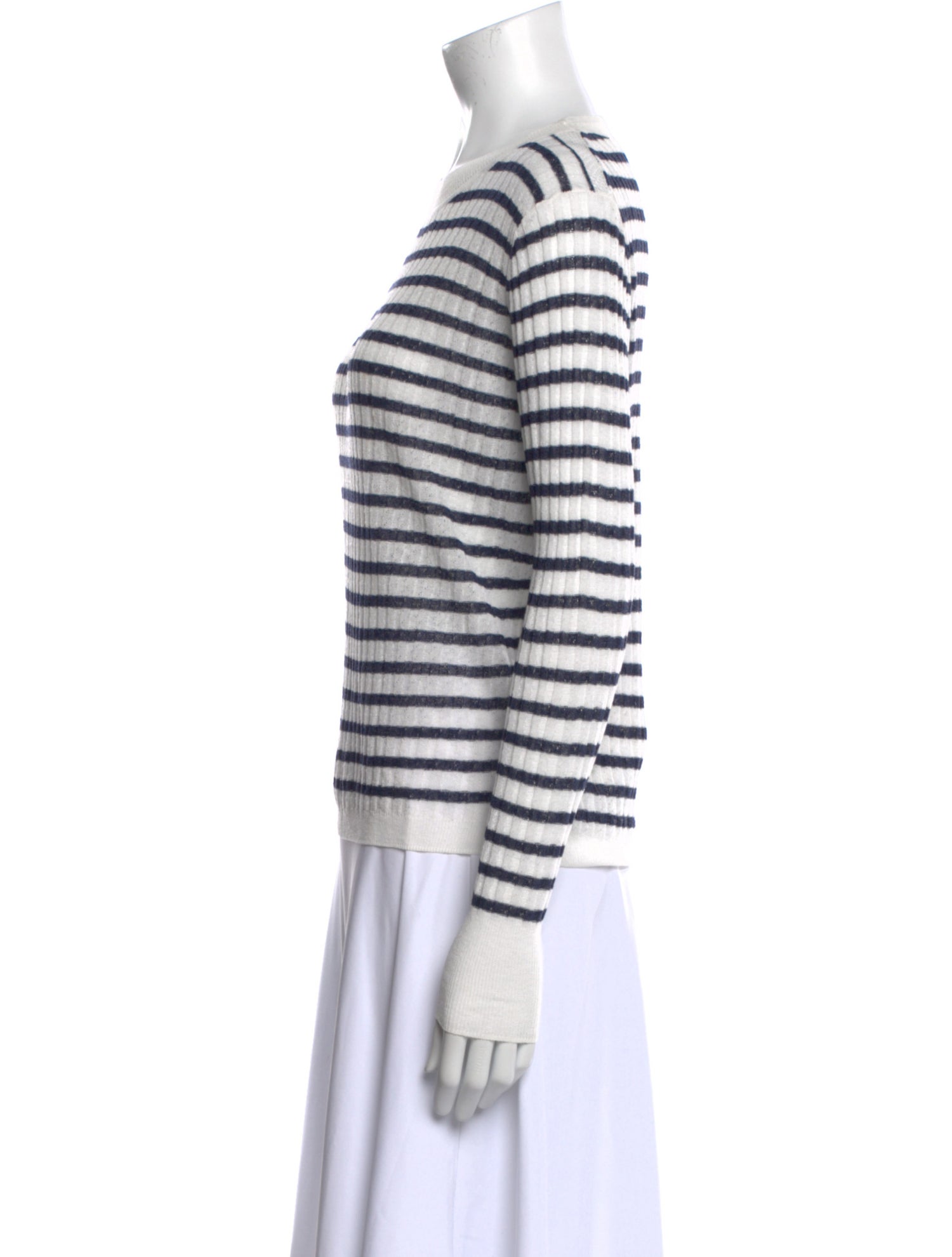 Line Striped Scoop Neck Sweater