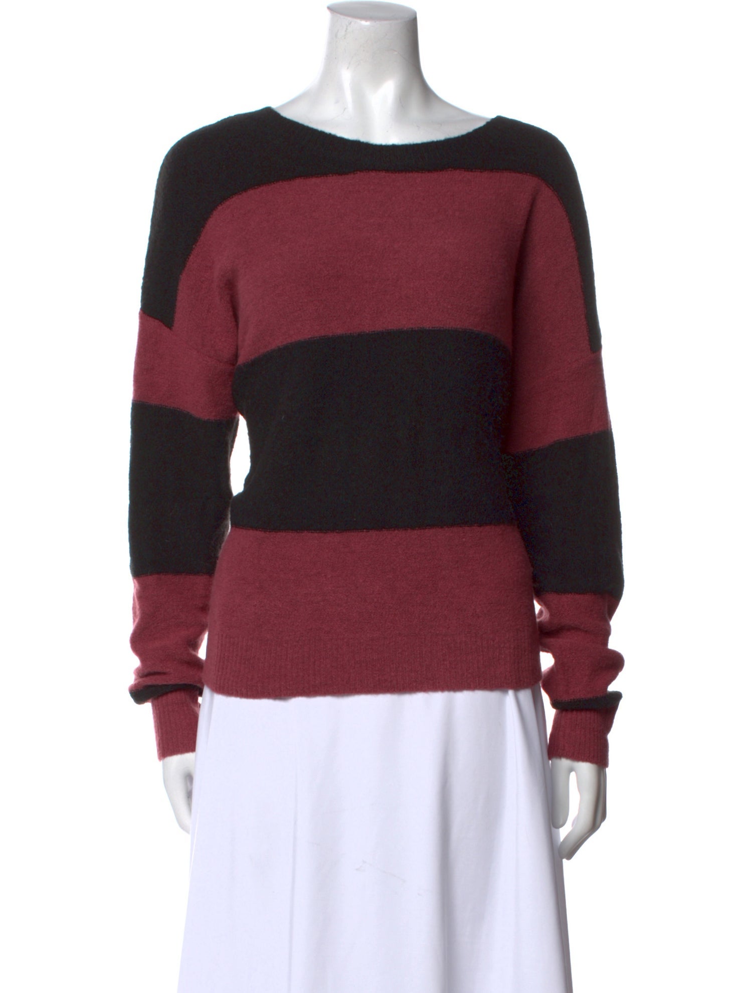 Line Striped Scoop Neck Sweater