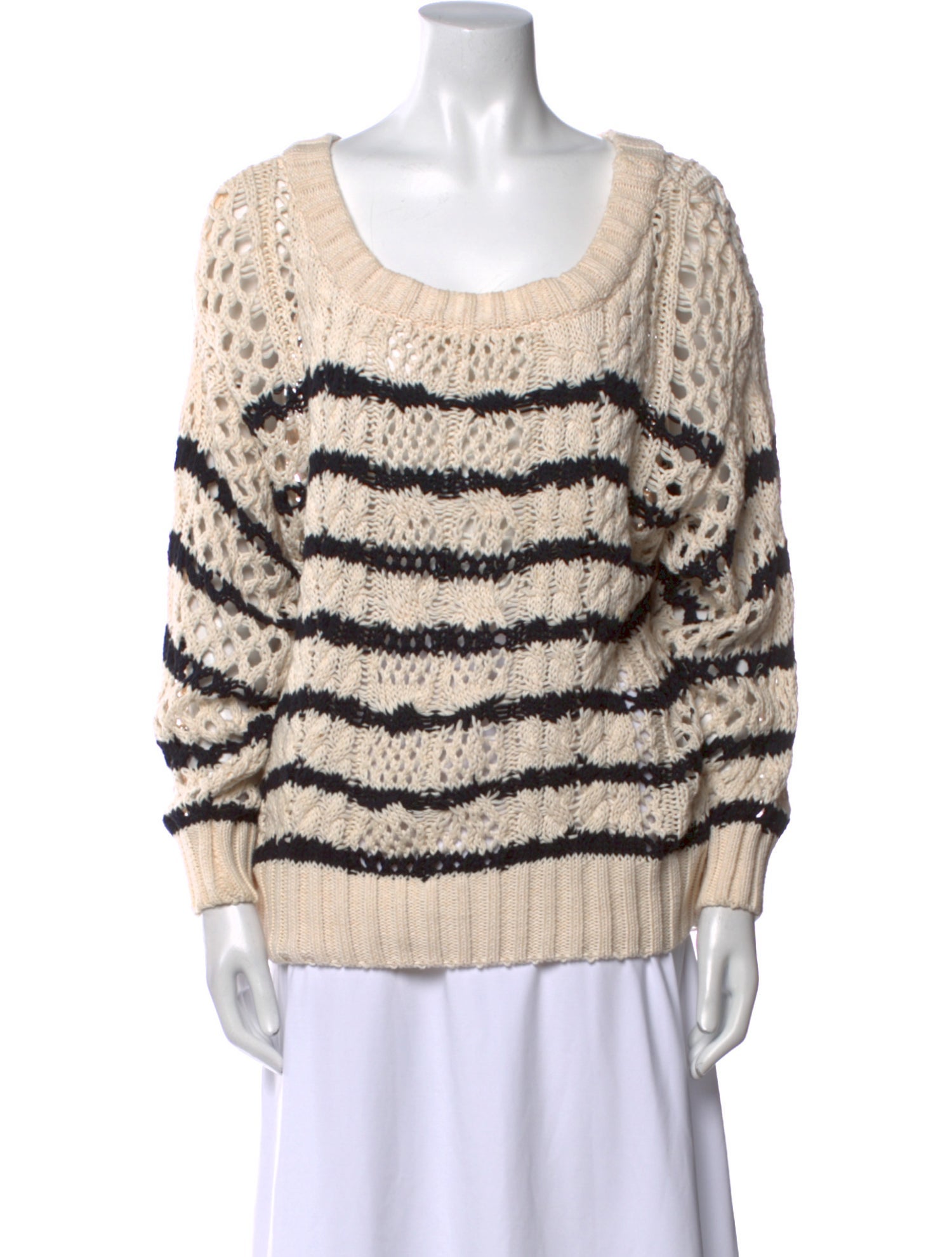 Line Striped Scoop Neck Sweater