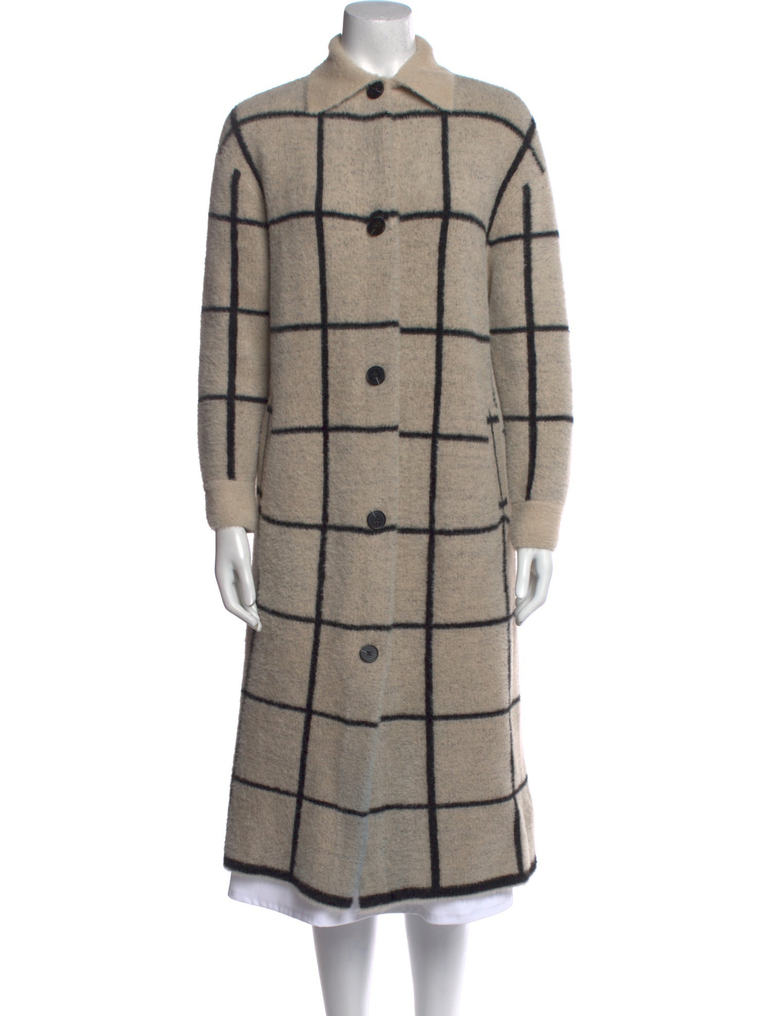 Line Plaid Print Mock Neck Sweater