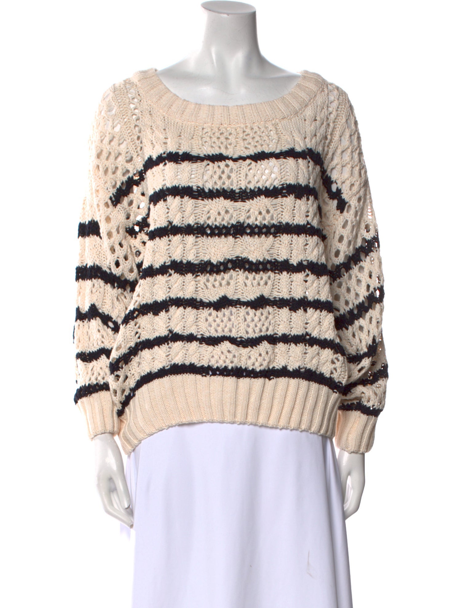 Line Striped Scoop Neck Sweater w/ Tags
