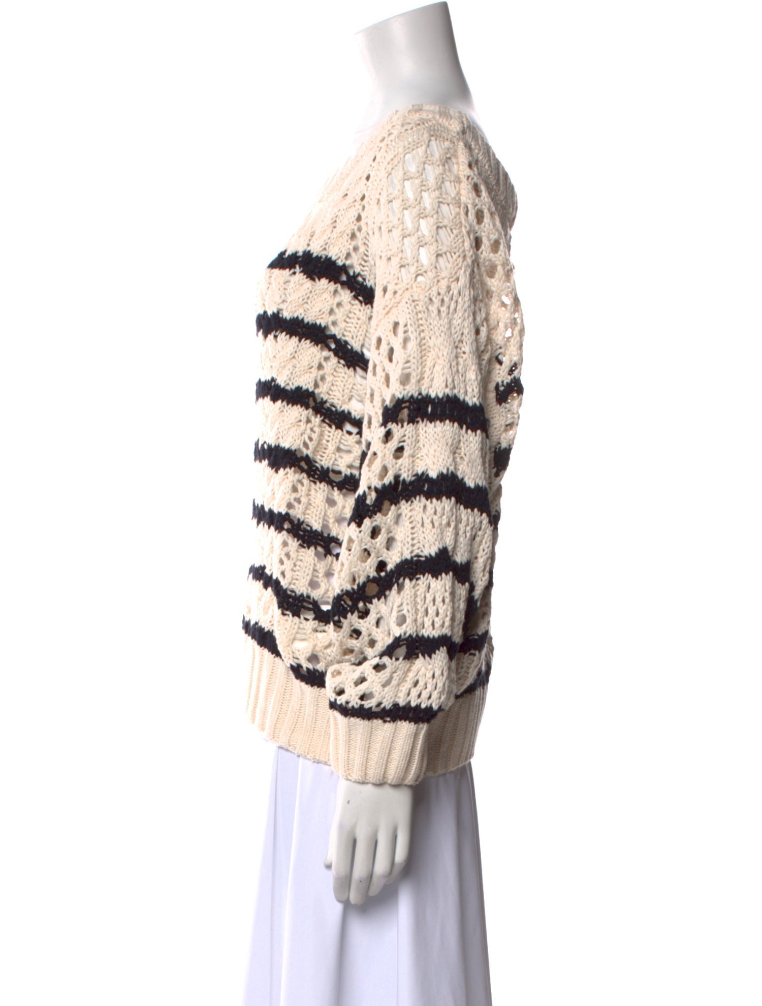 Line Striped Scoop Neck Sweater w/ Tags