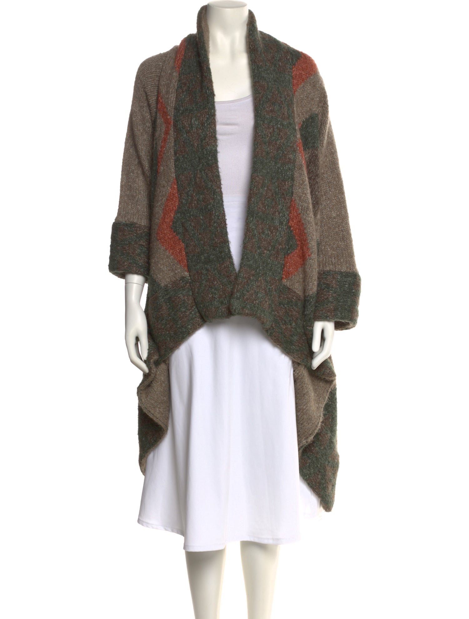 Line Striped Open Front Sweater