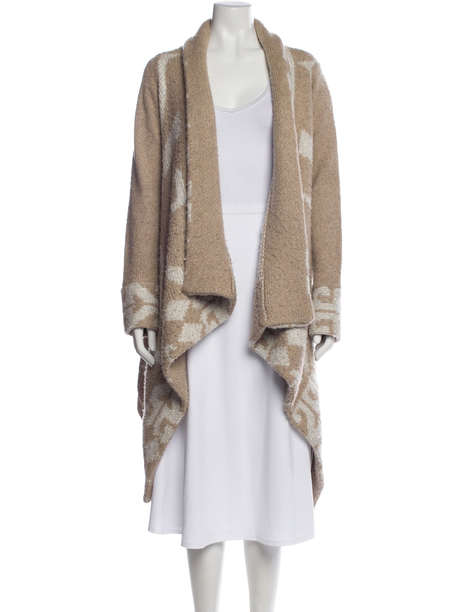 Line Printed V-Neck Sweater