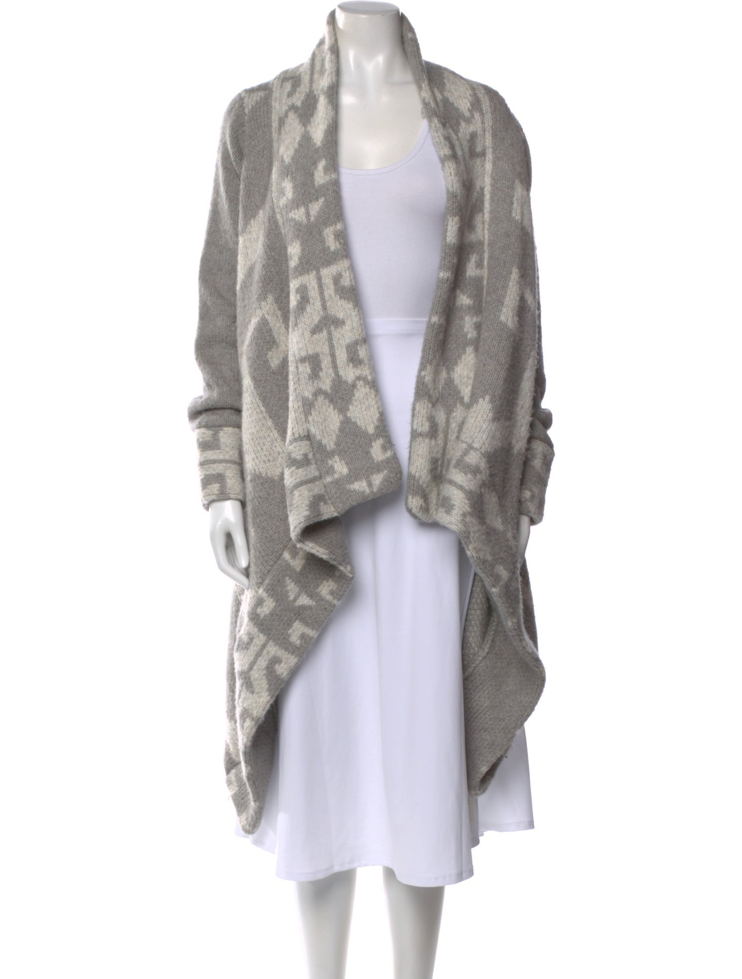 Line Printed Open Front Sweater