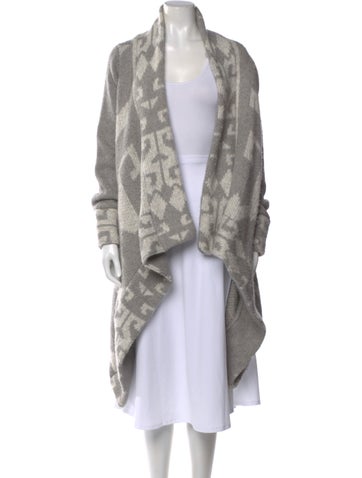 Pre-owned Line Printed Open Front Sweater In Multi